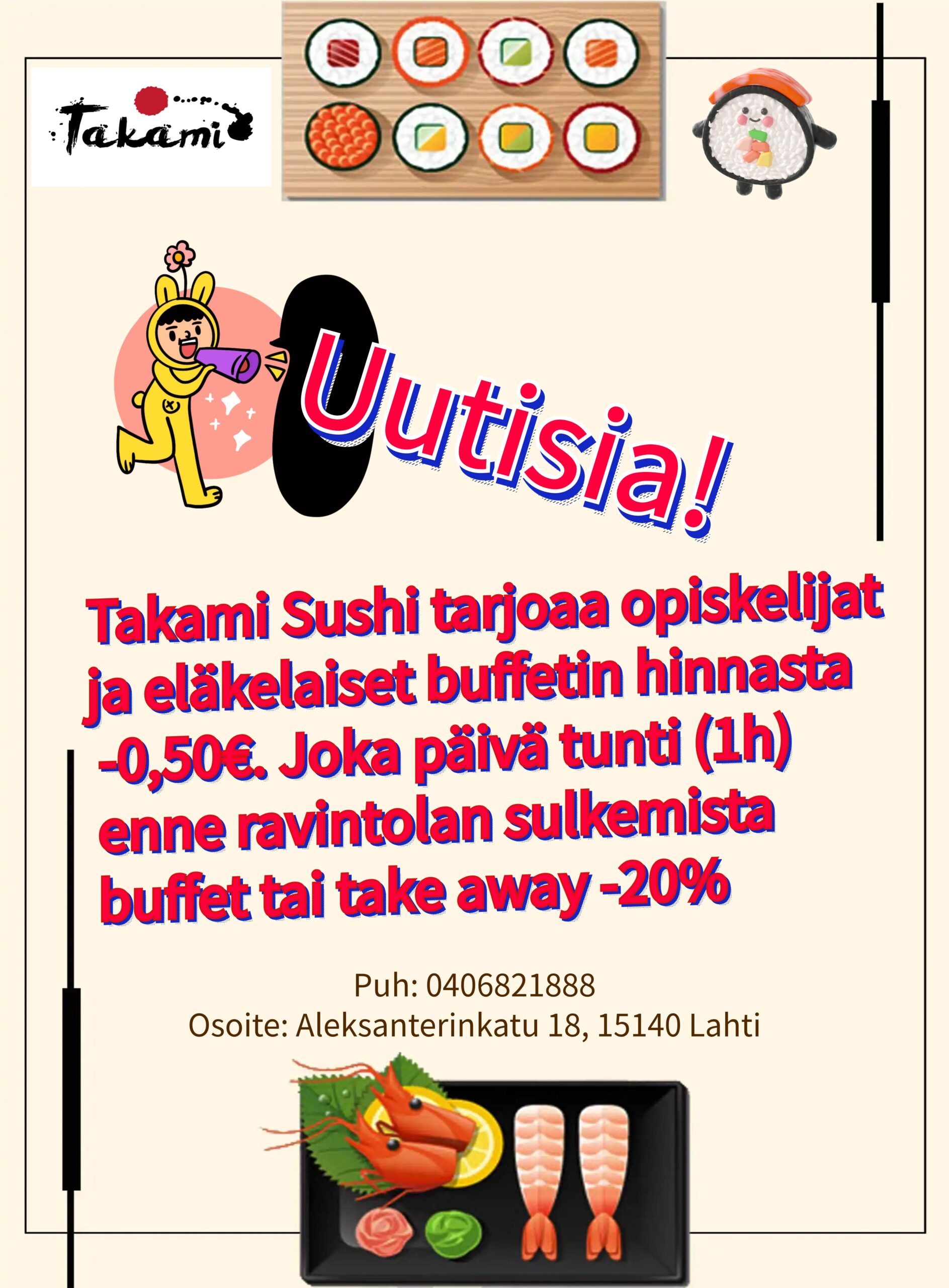 Buffet tarjous Takami Sushi