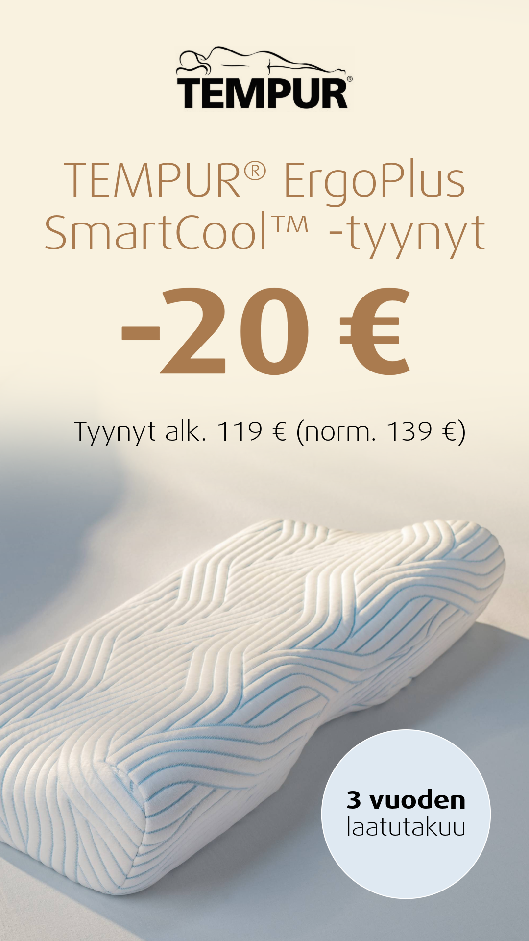 Tempur ErgoPlus-tyynyt -20€ Tempur Brand Store Lahti