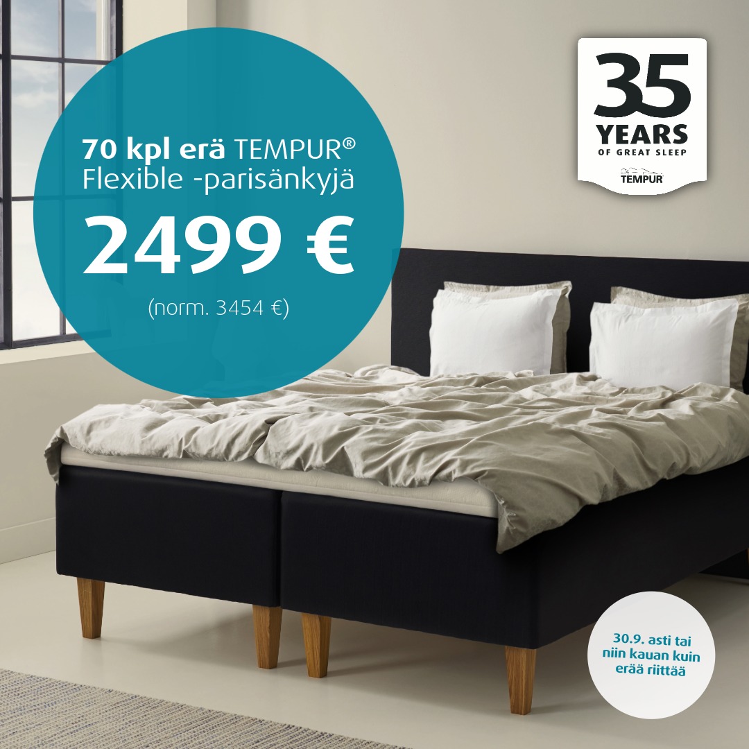 70 kpl erä TEMPUR® Flexible -parisänkyjä 2499 € Tempur Brand Store Lahti