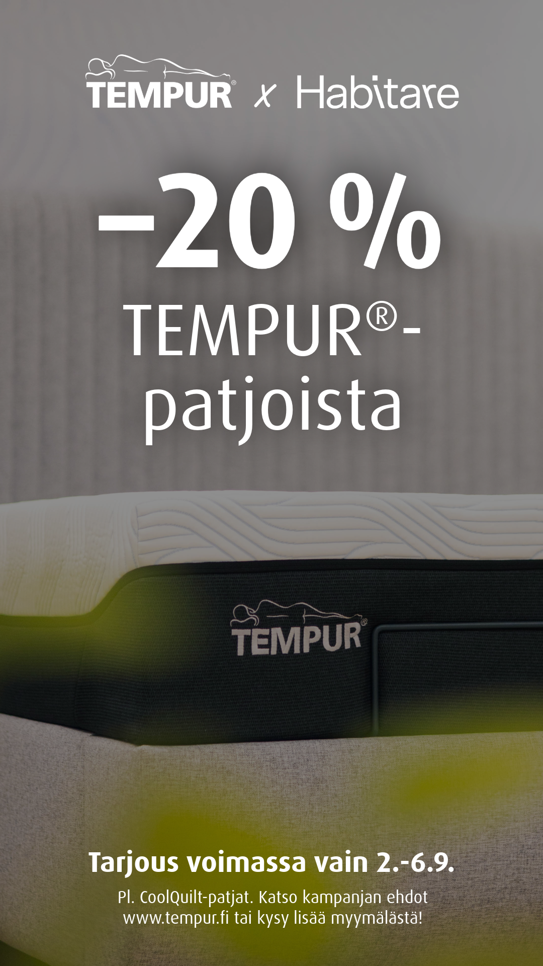 Tempur patjat -20% Tempur Brand Store Lahti