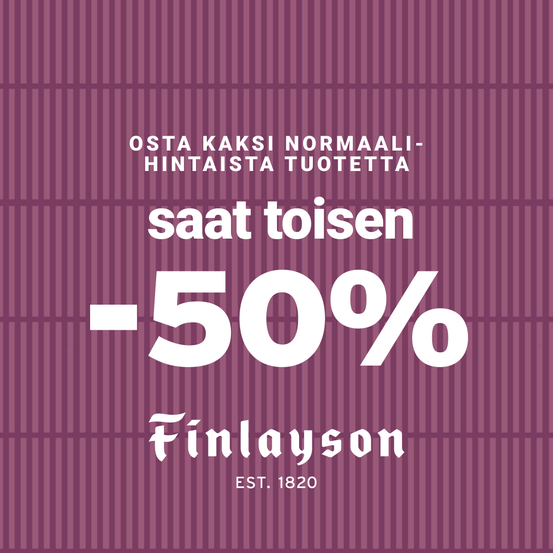 Osta kaksi normaalihintaista tuotetta, saat edullisemman -50% Finlayson popup